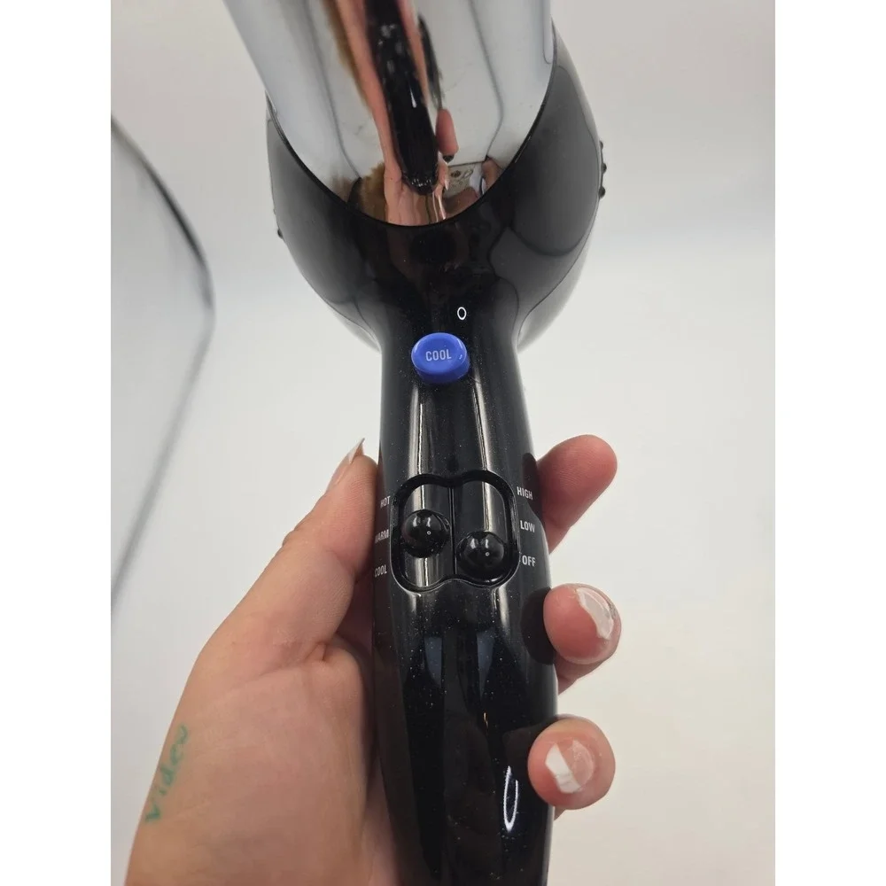 Conair 1875 Watt Hair Dryer Black Chrome Model 256X Heat Speed Settings